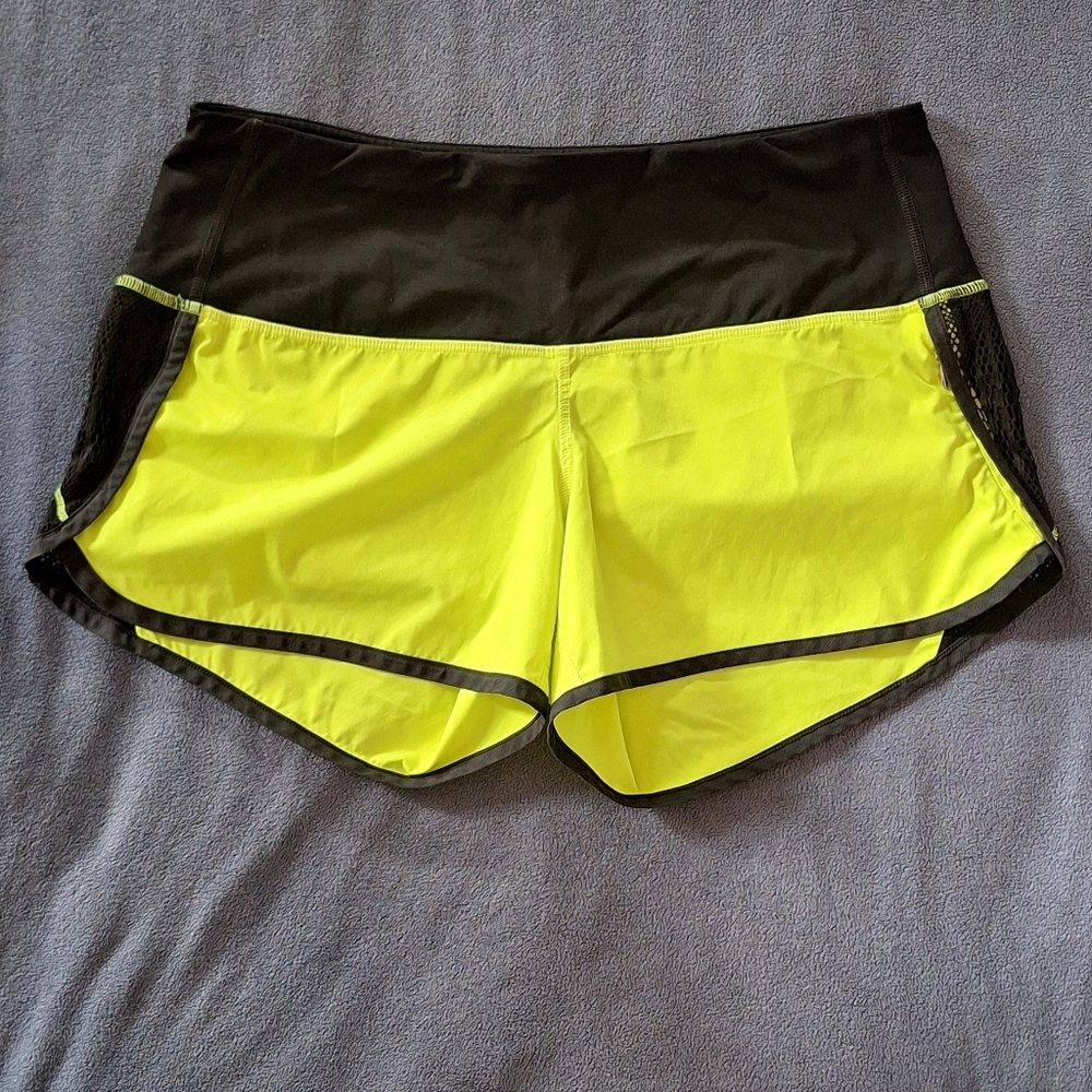Lululemon Athletica Black and Neon Yellow Athletic Shorts